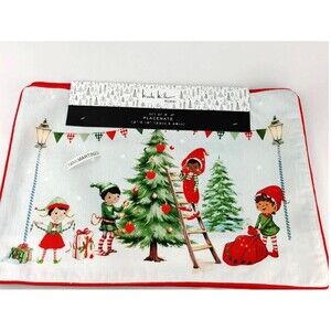 NICOLE MILLER Holiday Christmas Snowman Trees Placemats 13" X 19" Set of 4